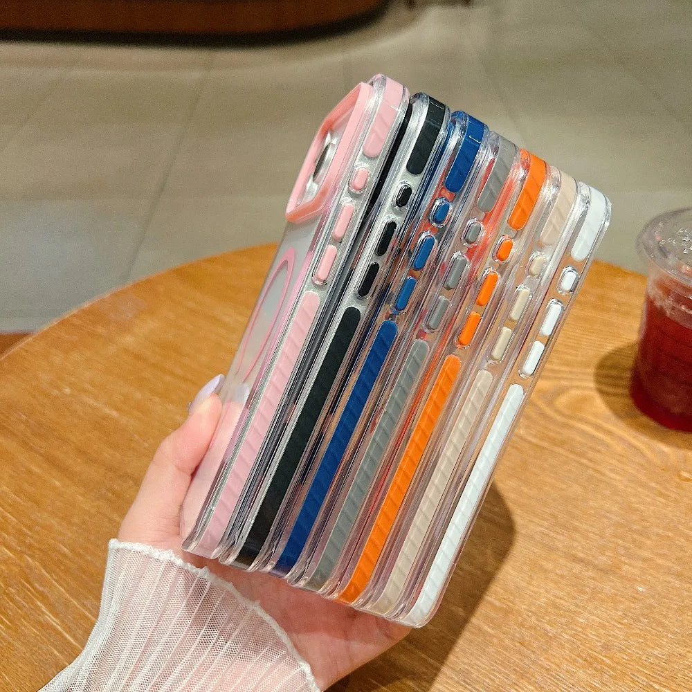 Luxury Transparent For Magsafe Wireless Charge Magnetic Case For iPhone 17/17AIR/17Pro/17 Pro Max Clear Shockproof Back Cover