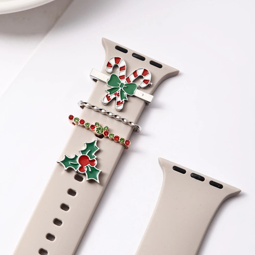 Suitable for Apple Watch Decorative Rings Christmas Watch Decorative Accessories Silicone Strap Decorations
