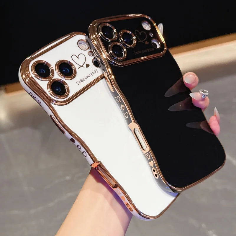 Side Love Electroplating Case For iPhone 17 Pro Max 17 Air 16 15 14 Plus 13 12 11 Pro Max 17Pro Max Cover Lens Shockproof Bumper