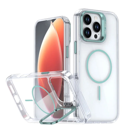 Original For Magsafe Invisible Lens Stand Holder Phone Case For iPhone 14 15 16 17 Pro Max Plus 16E 13 12 11 Clear Acrylic Cover