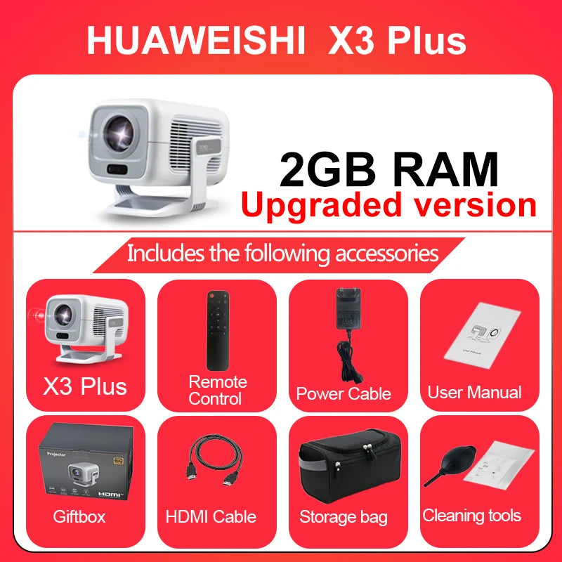 Huaweishi 4K Projector Android Native Portable 1080P 600ANSI Auto FocusVideo home Cinema Outdoor hd led Projetor