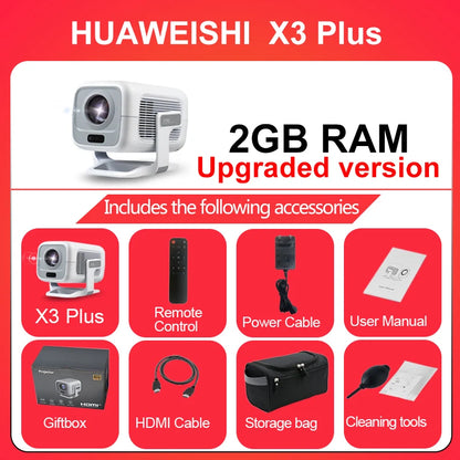 Huaweishi 4K Projector Android Native Portable 1080P 600ANSI Auto FocusVideo home Cinema Outdoor hd led Projetor