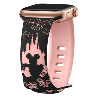 Engraved Floral Straps For Apple Watch band 44mm 49mm 45mm 41mm 40mm 38mm correa Bracelet iWatch Series ultra 2 9/8/7/6/3/SE/10