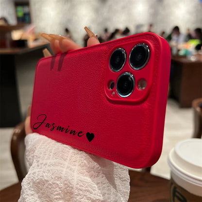 16 15 14 13 Pro Max Case Personalised Customized Name Leather Luxury Korea Cover For iPhone 13 12 11 Pro Max - covers4phones