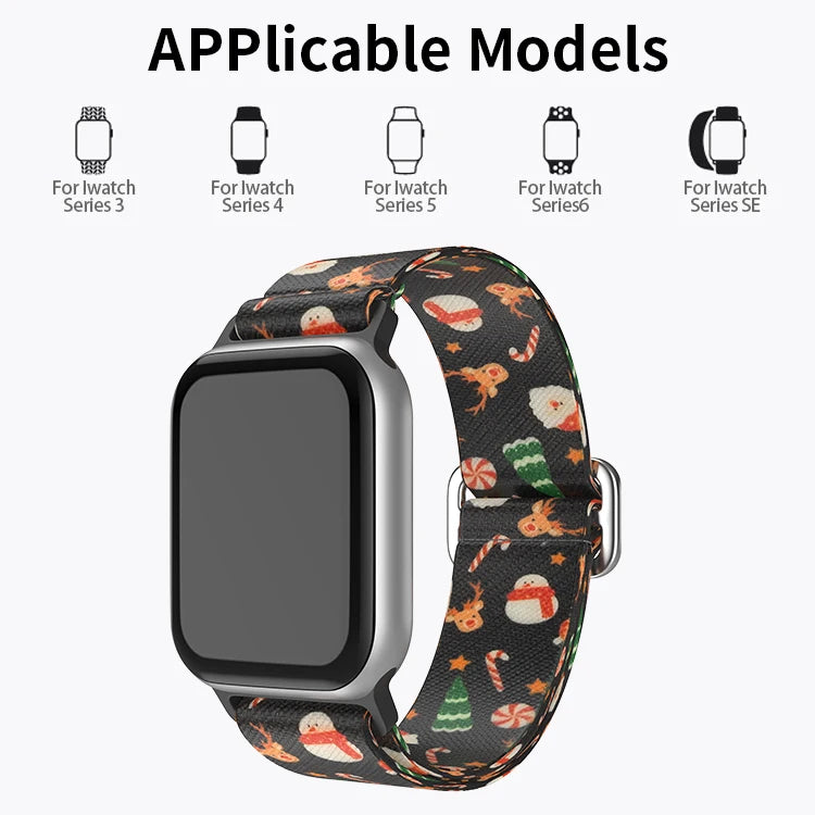 Christmas strap for Apple Watch Bands for 40mm 41mm 42mm 44mm 45/ 46mm Elastic Replacement Band for iWatch Series 11 10 9 8 SE