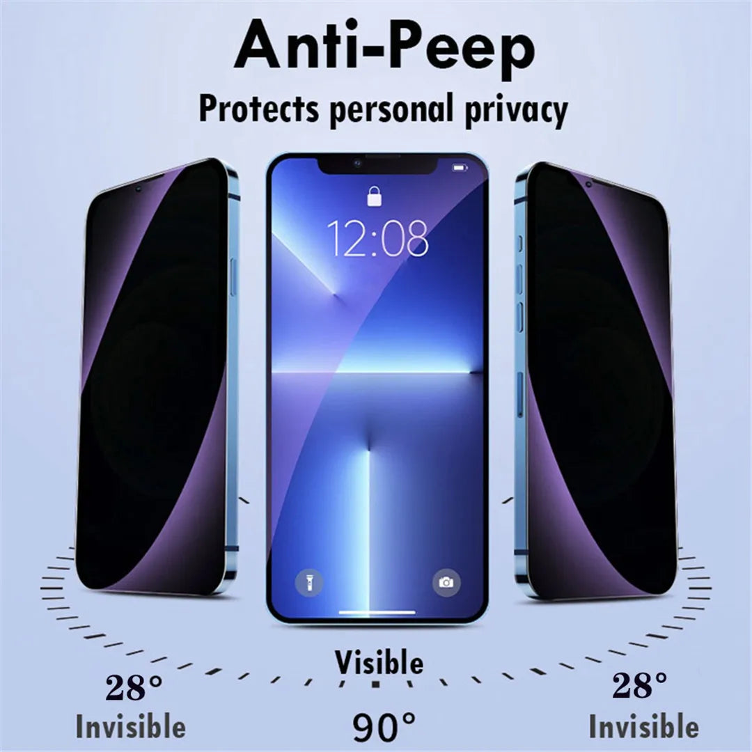 3-1 Pcs Anti Blue Light Privacy Tempered Glass for iPhone 16 15 Pro Max 14 Plus 13 12 Mini 11 Eye Protection Screen Protector