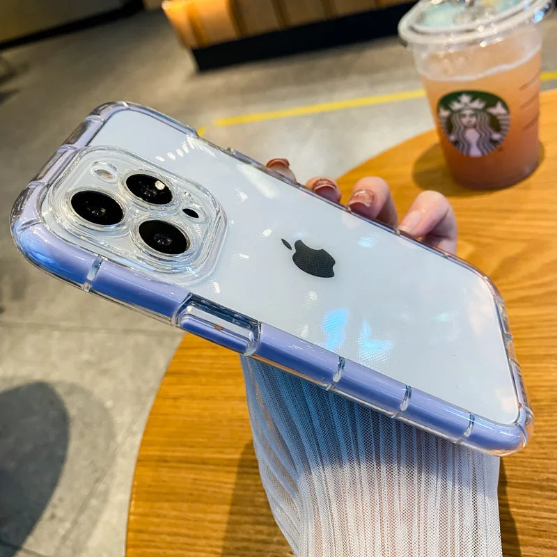 Luxury Transparent Shockproof Phone Case For iPhone 11 12 13 14 15 16 Pro Max X XS XR 7 8 Plus Clear Night Light Bumper Cover