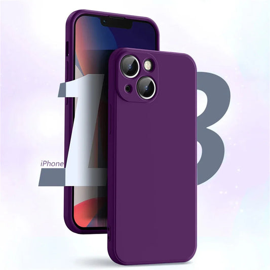 Full Protection case Dark Purple For iPhone 16 Liquid Silicone Phone Case 11 12 13 14 15 Pro Max Mini X XS XR 7 8 14 15 16 Plus