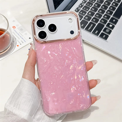 Luxury Dreamy Plated Shell Pattern For iPhone 16 Pro Max 15 14 17 Air 13 12 11 Plus Transparent Shockproof Protection Box