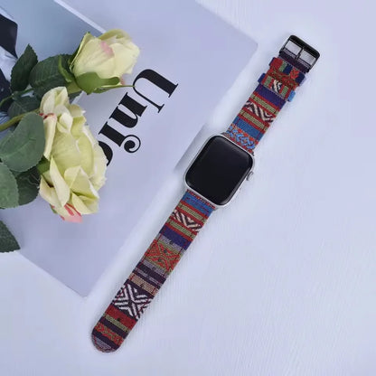 Christmas Exotic Style Fabric Straps For iWatch Band 8 7 SE 45mm 44mm 42mm Sports For Apple Watch 41mm 40mm 38mm Series 6 5 4 3