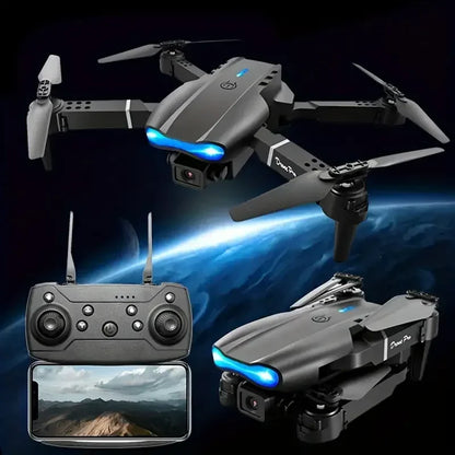 E99Pro HD Drone. 4K dual WiFi FPV, obstacle avoidance. Professional quadcopter for aerial photography.