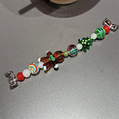 Christmas Strap For Xiaomi Mi Band 10 9 8 Pro Miband 9Pro 8 Pro Gingerbread Resin Beaded Elastic Bracelet Wristband Watch Band