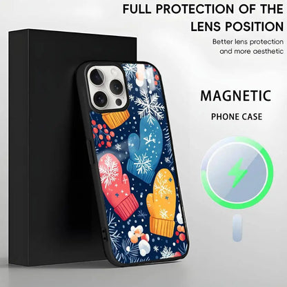 Christmas Gloves phone case for iPhone 17 16 15 14 13 12 11 Pro Max Plus Mini Magsafe Magnetic Wireless Mirror Funda