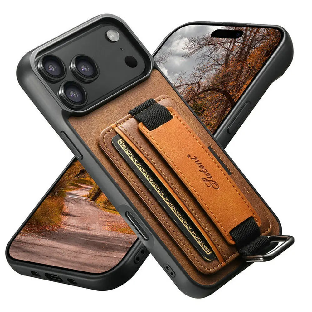 Luxury Case For iPhone 17 Pro Max 5G 2025 Wrist strap Leather Card Stand Funda For iPhone 17 Air Back Cover iPhone17 Pro Etui