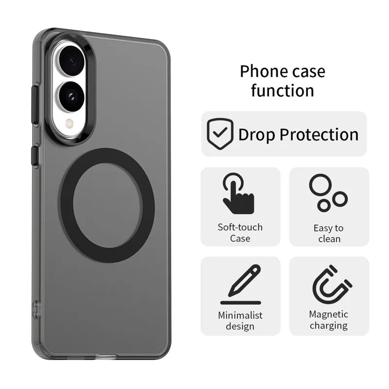 Magnetic Wireless Charge For Magsafe Case for Samsung Galaxy S23 FE S24 Plus S25 Ultra Edge Matte Translucent Cover