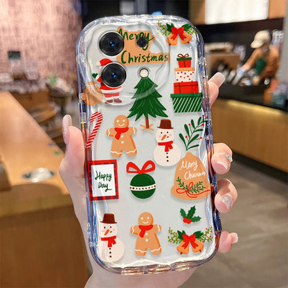Santa Claus Christmas Pattern 3D Wave Case For iPhone 16 15 14 13 12 11 Pro Max Mini X XR XSMAX 8 7 6S Plus Soft Silicone Cover