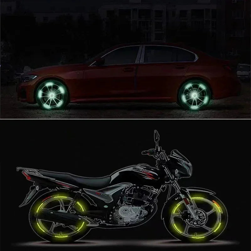 Car Wheel Hub Reflective Stripes Sticker Driving Safety Tire Decor Warning Sticker Warning Reflective Tape Car Accessories