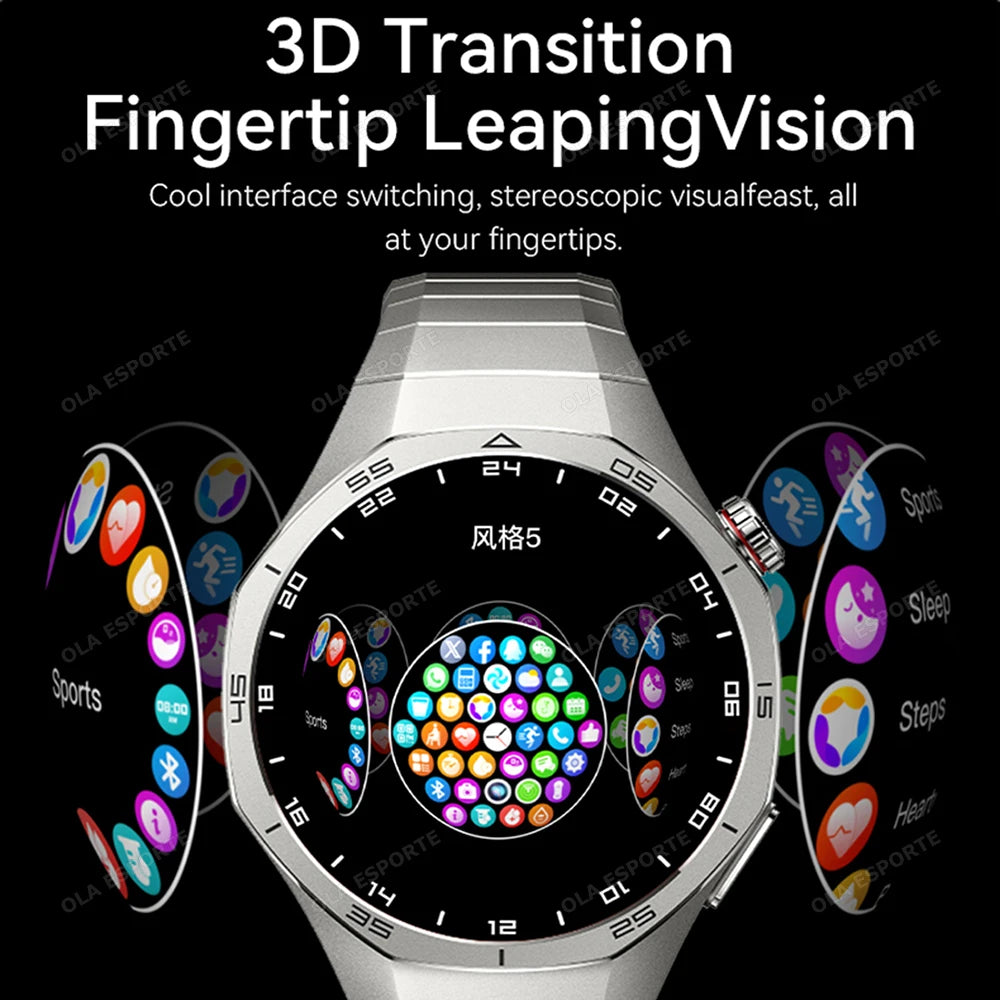 New GT5 Pro Upgrade SOS Smart Watch 2026 AMOLED Dynamic Lsland Heart Rate Sleep Monitoring Bluetooth Call Watch 5 Max Smartwatch