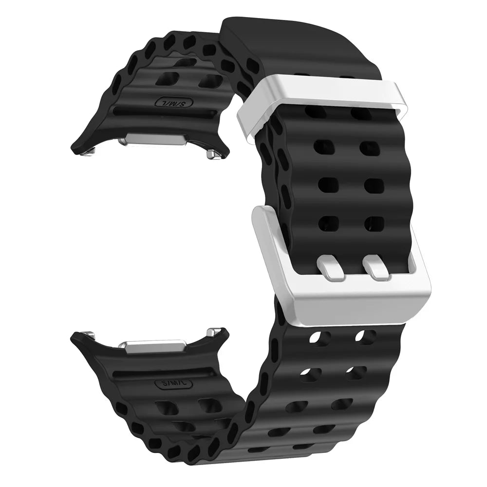 NEW Marine Silicone Strap For Samsung watch ultra 47mm Bracelet No Gaps Sport two-tone Band for Galaxy 7 ultra watchband straps