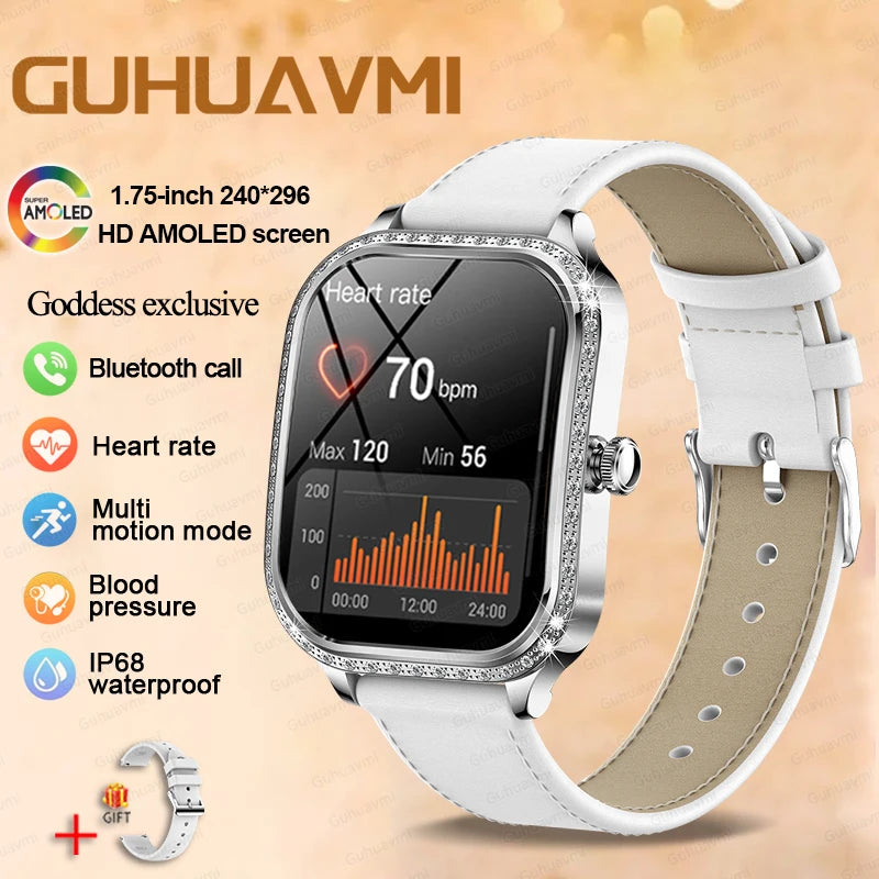 2025 Fashion Smart Watch Women AMOLED Curved Screen IP68 Waterproof Health Call Smartwatch Watch Ladies Fashion Gift