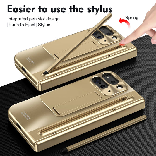 360 Full Protection Hinge Case For Google Pixel 10 9 Pro Fold 2 Touch Pen Folding Cover For Samsung Galaxy Z Fold 7 6 5 4 3