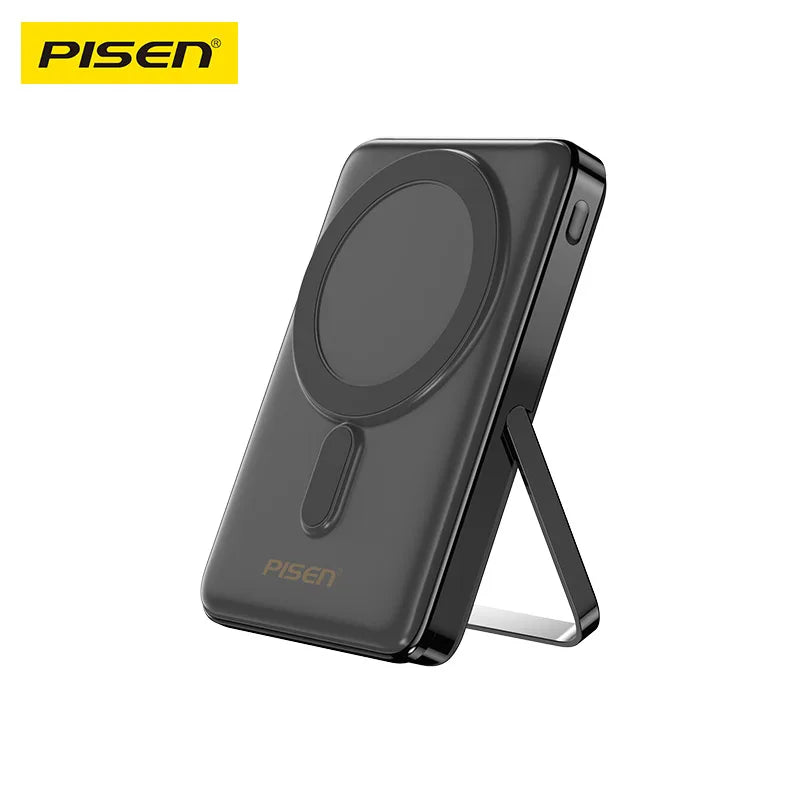 PISEN Magnetic Wireless Power Bank with Built in Stand MagSafe Compatible 30W USB C Fast Charging  for iPhone Samsung Huawei