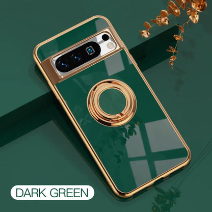 Shockproof Plating Ring Holder Phone Case For Google Pixel 10 9 Pro XL 9A 8A 8 Pro Cover Stand Back Shell Capa Funda Coque