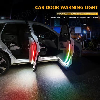12V LED Car Door Opening Warning Atmosphere Light Strip Car Welcome Light Red And White Flashing Light Auto Safety Signal Light