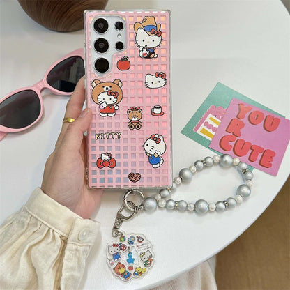 Laser Glitter Hello Kitty Phone Case For Samsung S25 S24 Ultra S23 FE S22 Plus A55 A54 A53 A52 A34 A25 A24 A15 A05 A05S 5G Cover