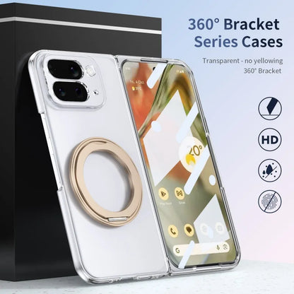 Cases For Google Pixel10Pro Fold Phone Case Magnetic Wireless Charger with A Rotating Bracket PC Material Transparent Full Cover