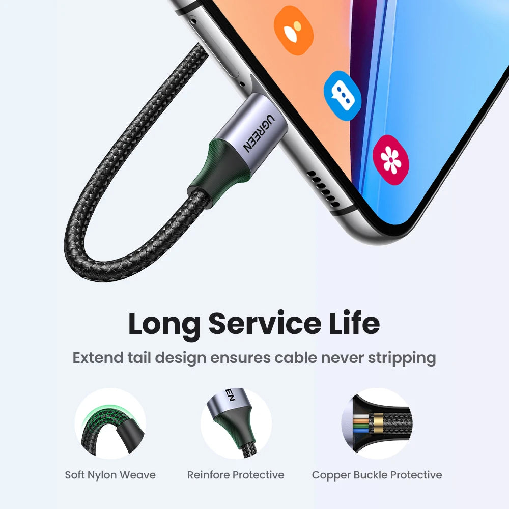 UGREEN 3A USB Type C Cable For Xiaomi Samsung Galaxy S24 Fast Charging USB Charging Data Cable 18W For iPhone 15 iPad Poco USB C - covers4phones