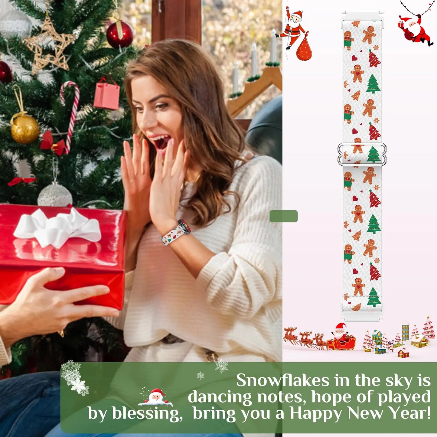 20mm Christmas Nylon Band Compatible For Galaxy Watch 7 6 5 4 FE Band 40mm 44mm 5 Pro 45mm for Galaxy Watch 6 4 Classic 47mm