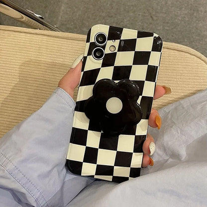 Daisy Flowers Grip Tok Holder Phone Case For Samsung Galaxy A55 A54 5G A34 A14 A15 A25 A24 S20 FE S21 S22 S23 Plus S24 S25 Ultra
