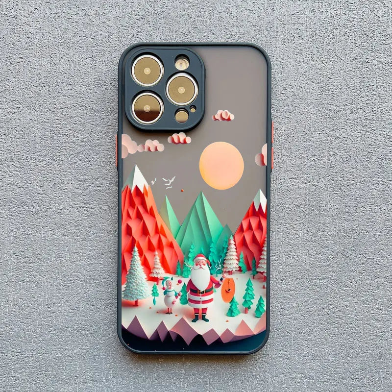 Merry Christmas Tree Santa Claus Phone Case For iPhone 16 15 14 13 12 11 Pro Max Mini X XS XR SE 7 Plus Shockproof Cover Fundas