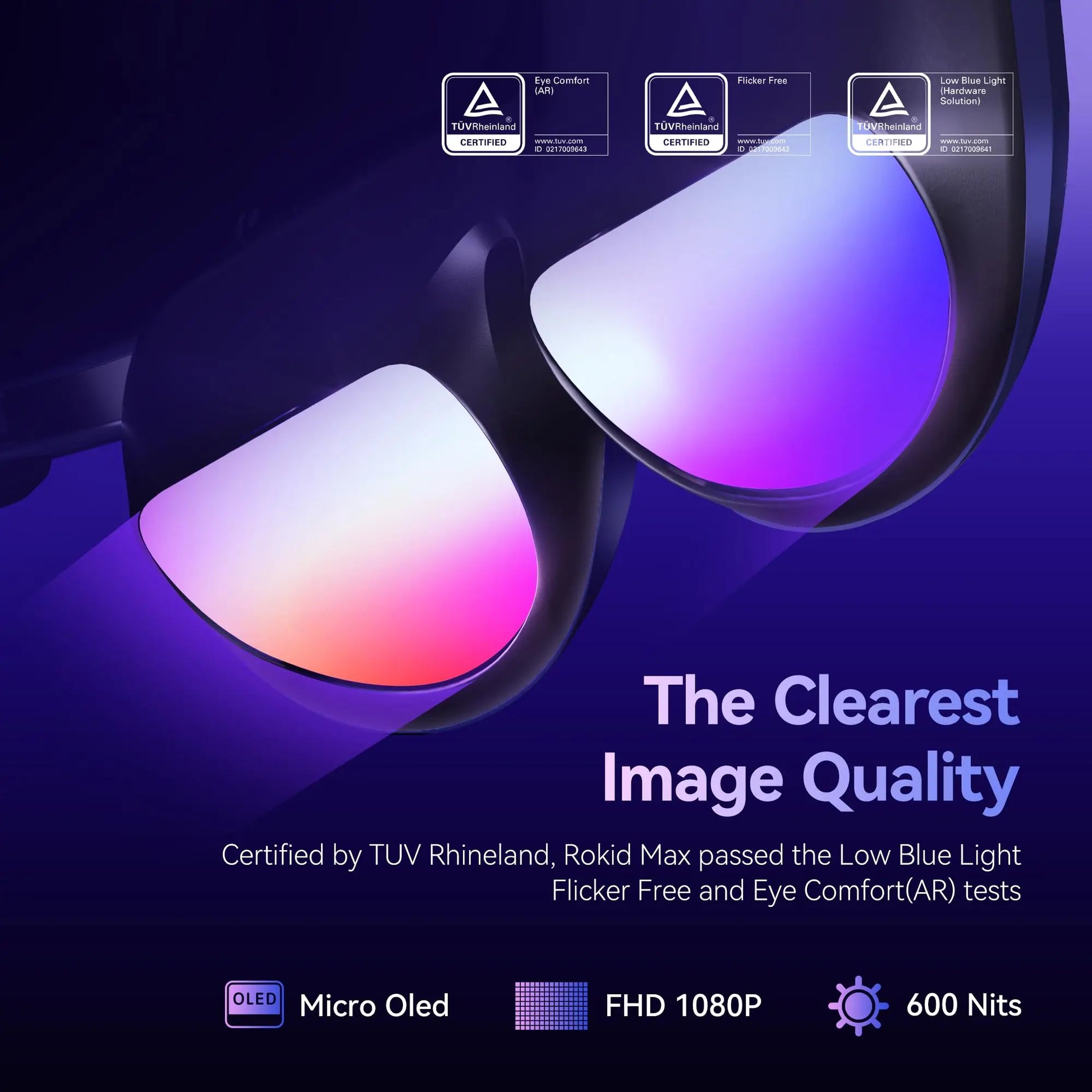 Rokid Max AR 3D Smart Glasses Micro OLED 215”Max Screen 50° FoV Viewing For Phones/Switch/PS5/Xbox/PC Smart On Sales - covers4phones