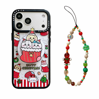 Cute Christmas Tree Cartoon With Magsafe Stand Kawaii Phone Case for iPhone 17 Pro 11 12 13 14 plus 15 16 Pro Max Cute Cover