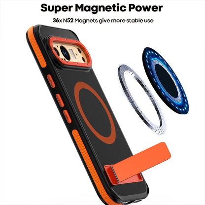 Luxury Folding Stand Magnetic Phone Case For Google Pixel 9 10 Pro XL 5G Metal Lens Ring Protector Shockproof Armour Back Cover