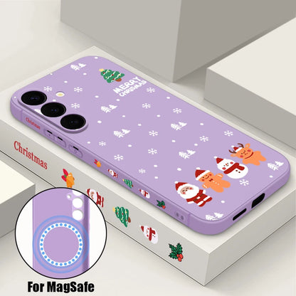 Christmas Tree Magnetic Case For Samsung Galaxy S25 S23 S24 Ultra S22 Plus S24 FE For Magsafe Wireless Charge Lanyard Soft Cover