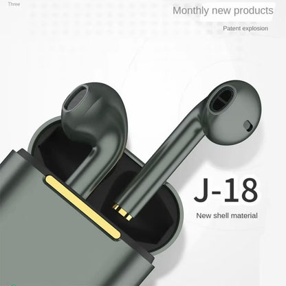 J18 TWS Wireless Bluetooth Earphones HiFi Stereo Sound, In-Ear Headset With Mic, USB Charging Case For Daily Use 300mAh Battery