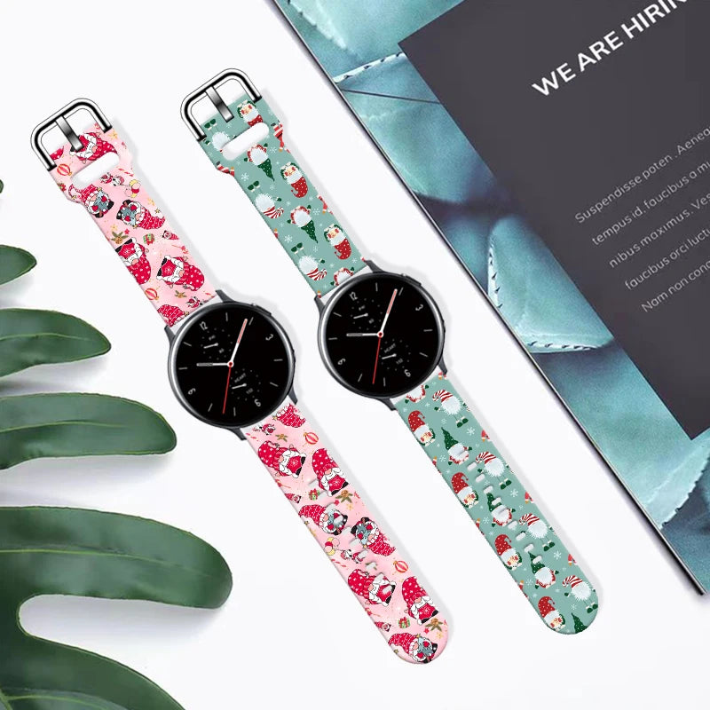 20mm Christmas 6 Strap for Samsung Galaxy Watch 7/6/5 40mm 44mm Band Replaceable Bracelet for Xiaomi Huawei Amazfit Watchband
