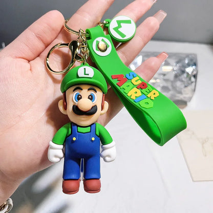 Super Mario 3D Cartoon Keychain Mario Bros Luigi Toad Yoshi Bowser Action Figure Model PVC Cartoon Bag Doll Pendant Toys Gift