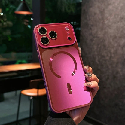 Big Window Blue Ray Magnetic Phone Case For iPhone 17 13 14 15 16 17 Pro Max Magsafe Bling Original Charging Protector Cover