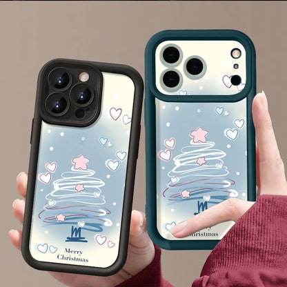 Blue Christmas Tree Phone Case For iPhone 17 16 15 14 13 12 Pro Max 16 17 Pro 11 16e 17 Air Shockproof Soft TPU Silicone Cover