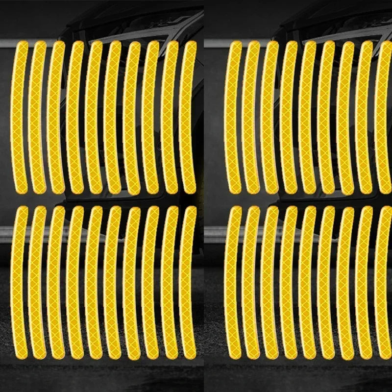 Car Wheel Hub Reflective Stripes Sticker Driving Safety Tire Decor Warning Sticker Warning Reflective Tape Car Accessories