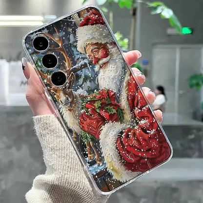 Christmas Santa Claus Truck Clear Phone Case For Samsung Galaxy S25 S24 Ultra S23 FE S22 Plus A36 A56 A55 A54 A53 A35 A34 Cover