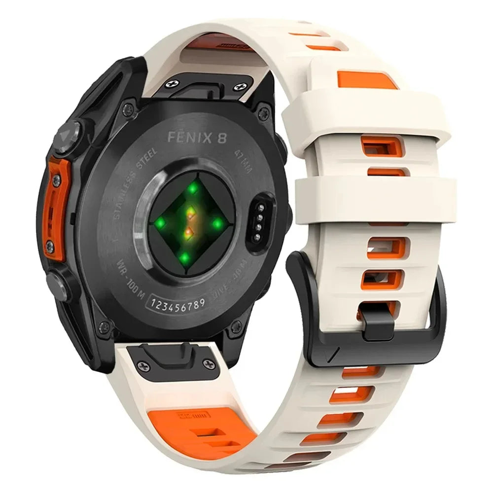 QuickFit 26mm 22mm 20mm Two Tone Silicone Strap for Garmin Fenix 7X 7 Pro 6X 6Pro 5X 5 Plus Bracelet for Fenix 8 51 47 43mm Band