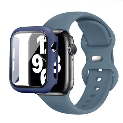 Silicone Strap+case for Apple Watch Band 44mm 40mm 45mm 41mm 49mm 42mm 38mm 44 45 Mm Bracelet Iwatch Ultra Series 7 Se 3 4 5 6 8