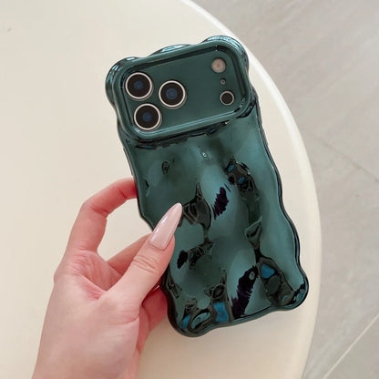 Luxury Curved Waves 3D Bubble Plating Phone Case For iPhone 17 Air 16 15 Plus 14 13 12 Pro Max 11 Shockproof Soft Glossy Cover