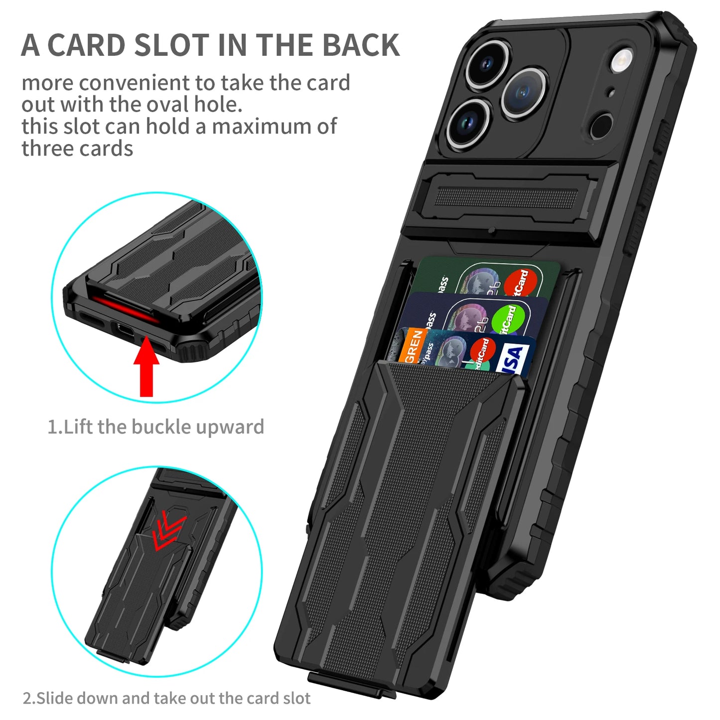 For Apple iPhone 17 Pro Max Case Shockproof Armor Phone Protect Cases For iPhone 17 Pro 17Air 17 Case With Card Slot Stand Cover