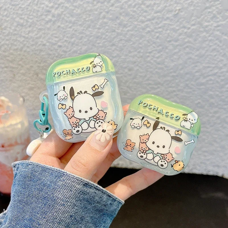 Cute Cartoon Sanrio Pochacco Earphone Case For Airpods 1 2 3 4 Pro 2 Wireless Bluetooth Headset Protective Cover With Pendant